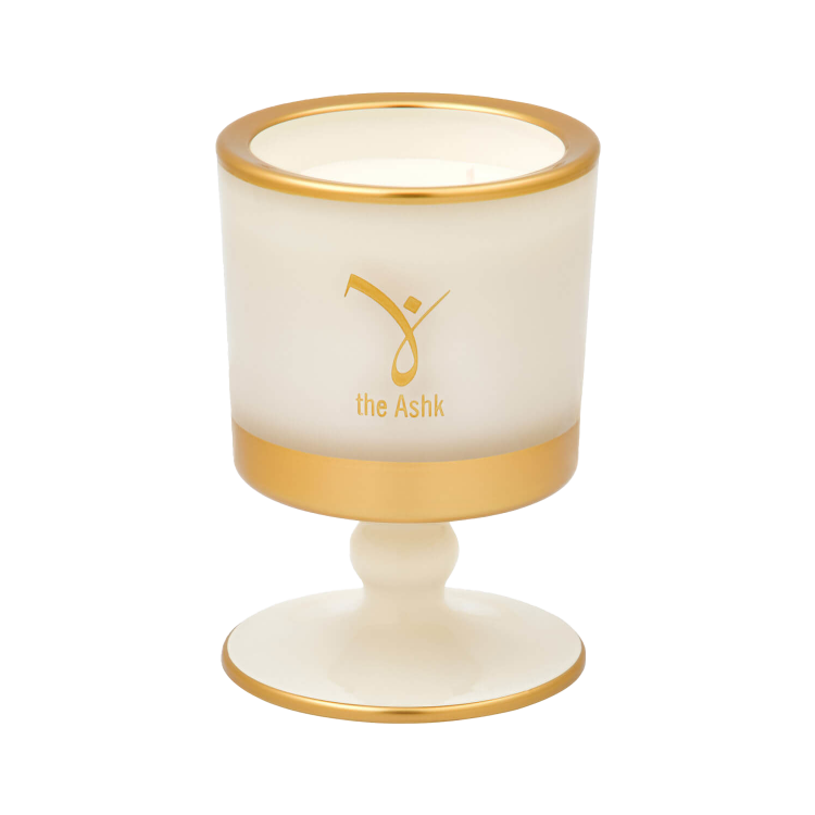 Lux Ekru Candle with Stand 8cm 160gr - 1