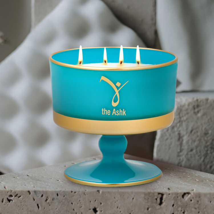 Lux Turkuaz Candle with Stand 12cm 230gr - 2