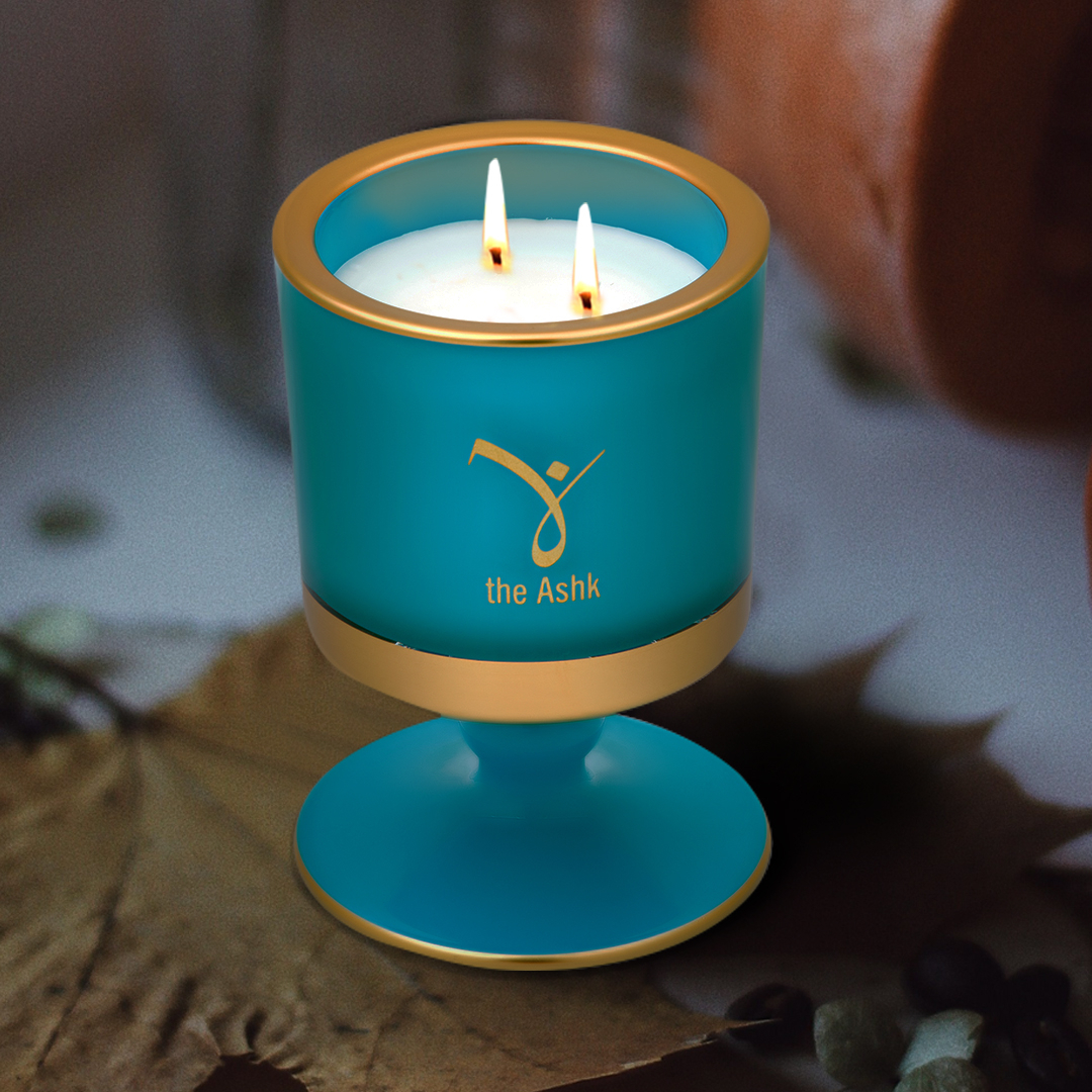 Lux Turkuaz Candle with Stand 8cm 160gr - 2