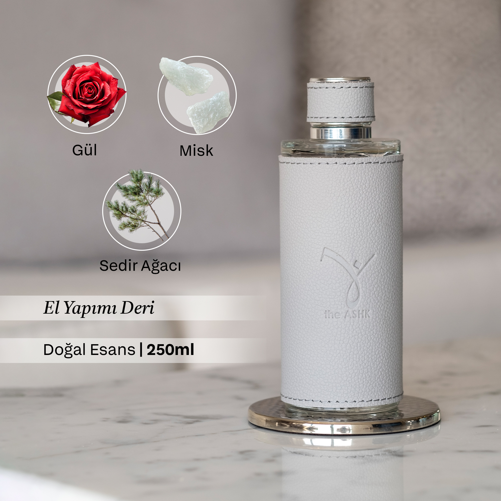 Deri Akish Açık Gri Kolonya 250ml - Görsel 2