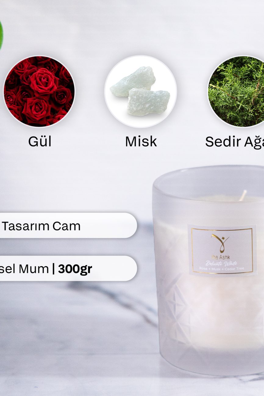 Delicate White Mum 300gr Gül & Misk & Sedir Ağacı
