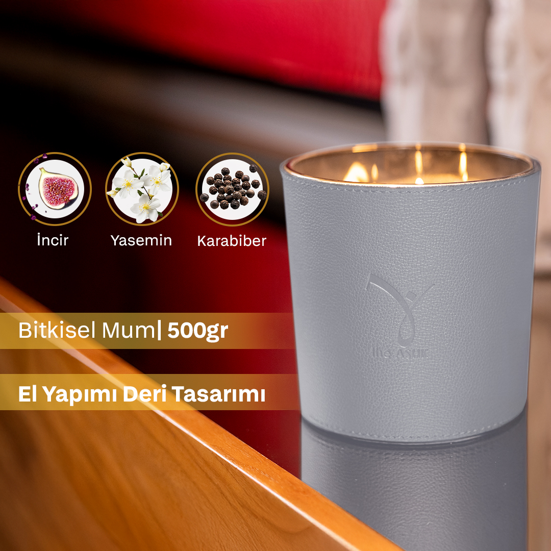 Deri Nadir Füme Gri Bitkisel Mum 500gr