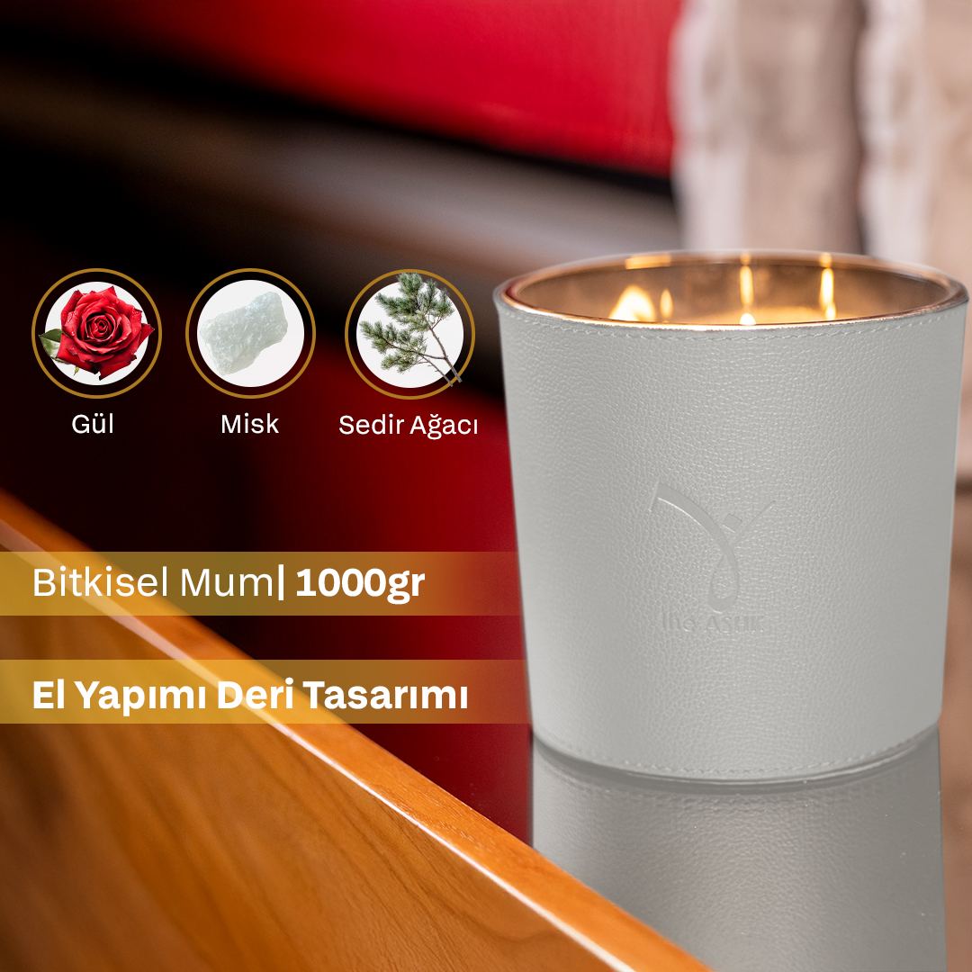 Deri Akish Açık Gri Mum 500gr - Görsel 2