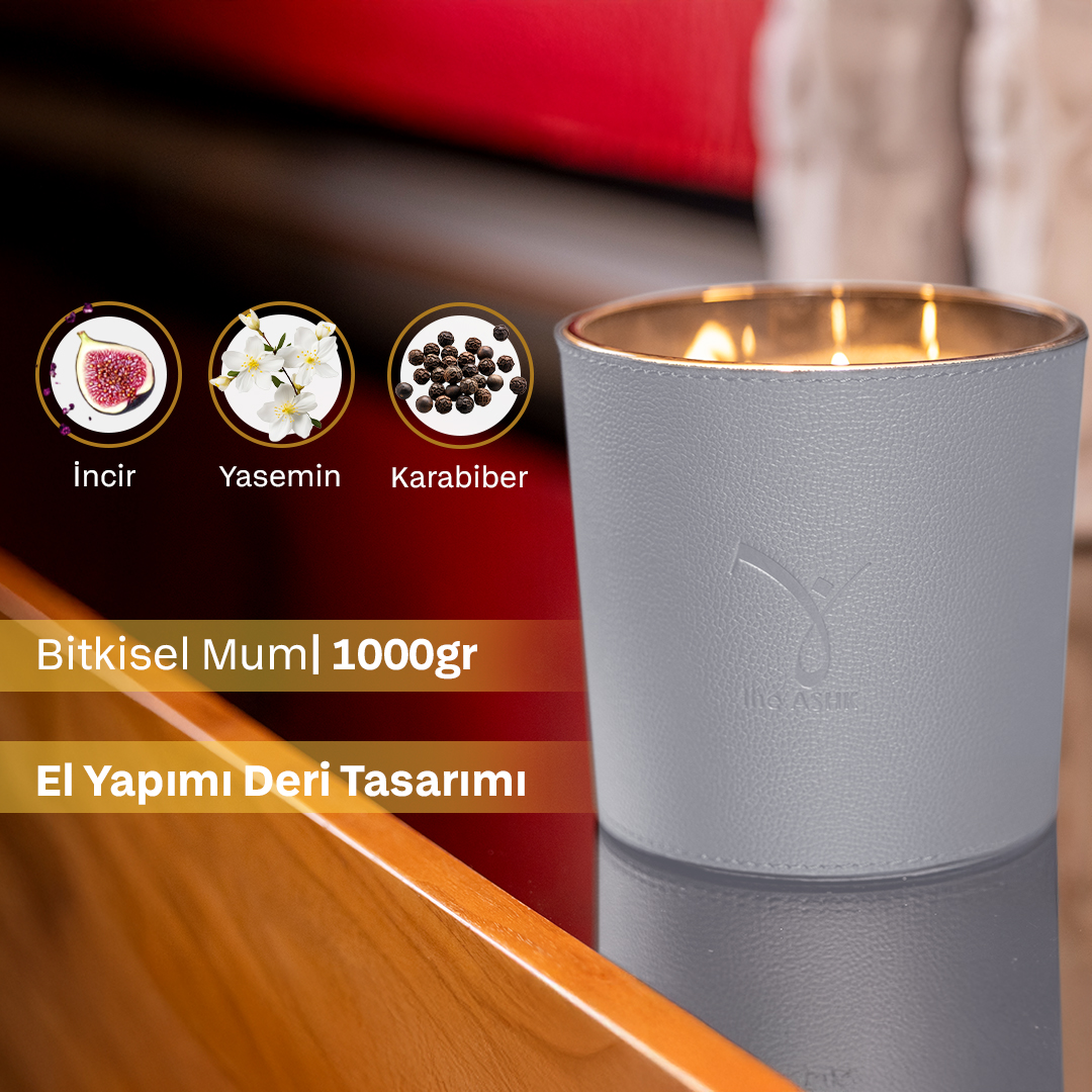 Deri Nadir Füme Gri Mum 1000gr - Görsel 2