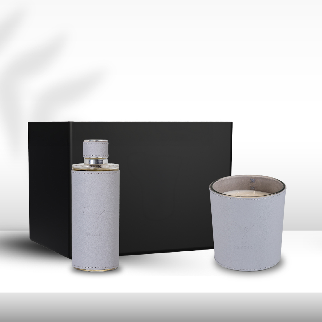 Deri Nadir Füme Gri Mum 1000gr & Deri Nadir Füme Gri Kolonya 250ml Hediye Seti